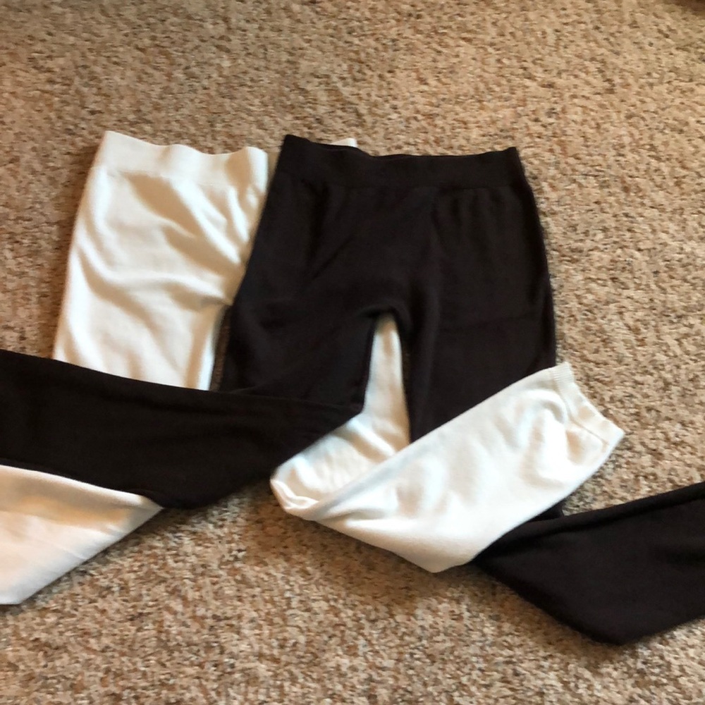Cream and brown thick leggings. Ankle length
